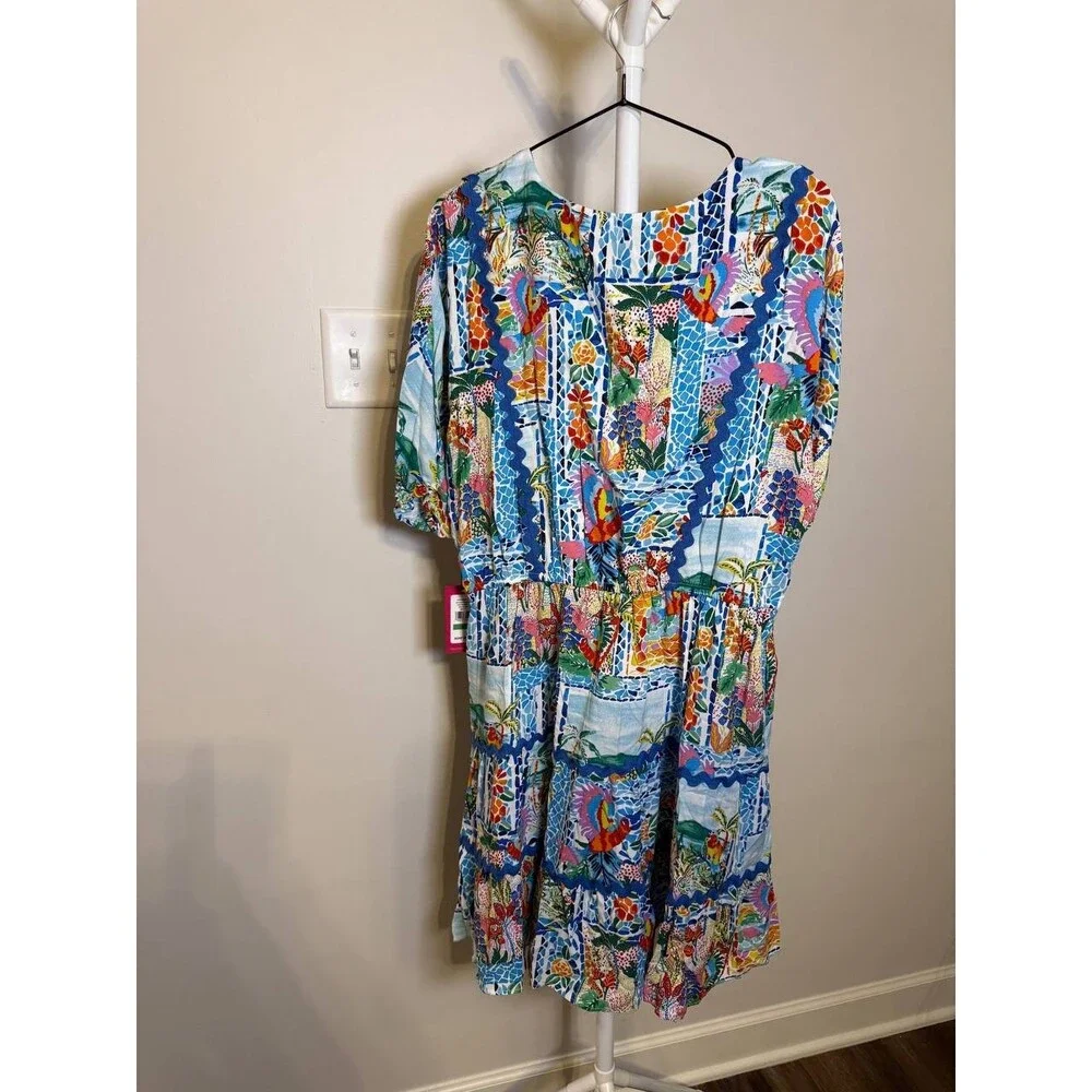 Vince Camuto Balloon‑Sleeve Tiered Fit‑and‑Flare Dress – Size L – NWT – $89